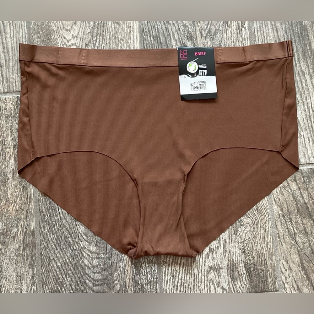 New Nobo, No Boundaries Micro Rib Free Cut Brief Panties You Pick Size Brown